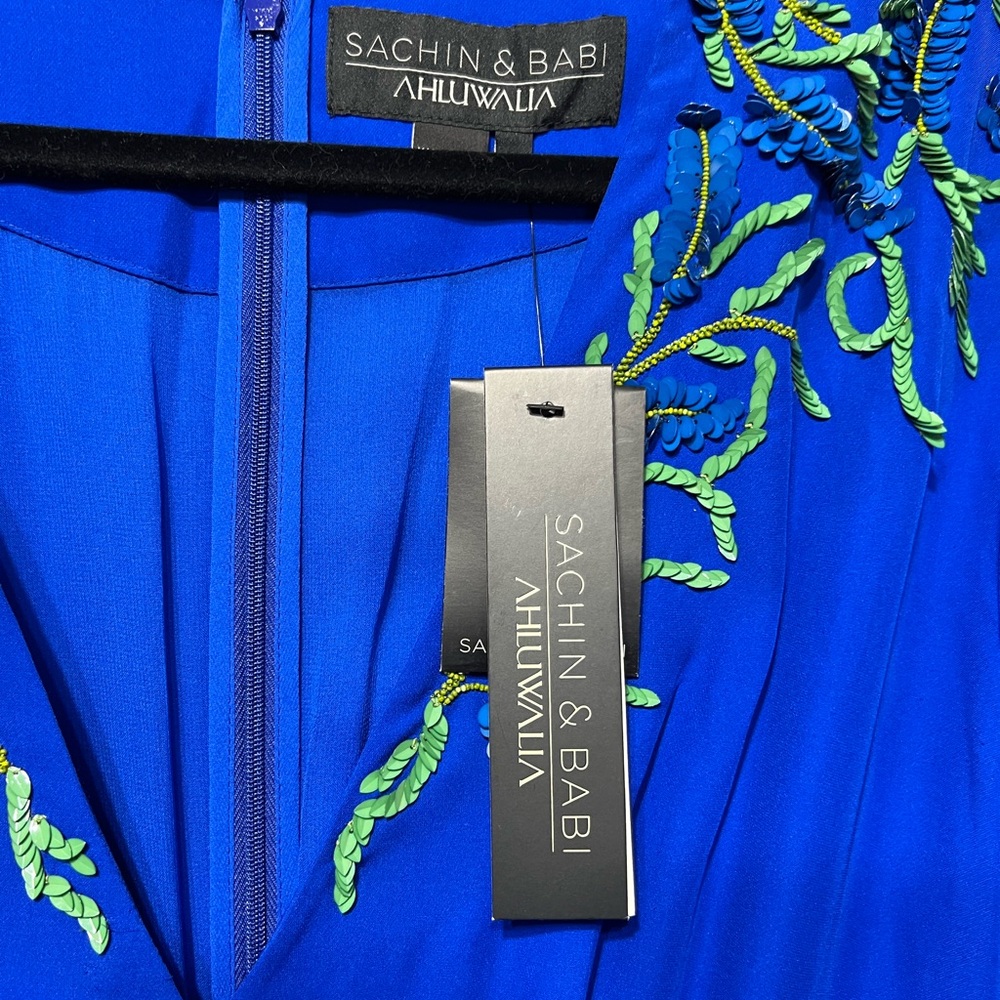 Sachin & Babi Isadora Silk Embellished Flowy 
Gown in Cobalt Blue (F29G16 - 430) - Picture 5 of 8